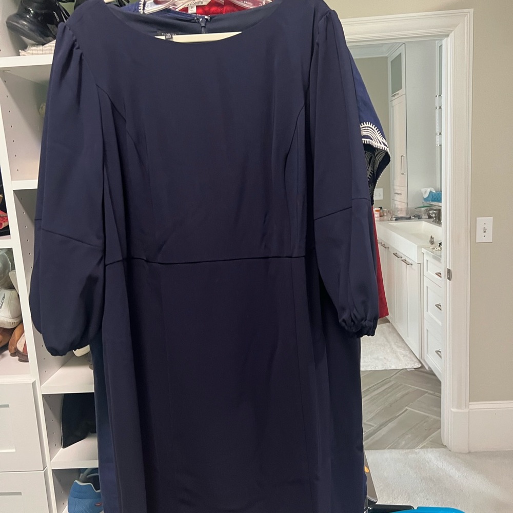 NEW! Talbots Blue Sheath Dress with 3/4 Bishop Sleeves. Never worn!!!!